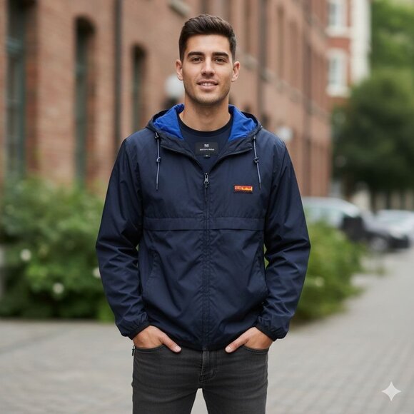 Scotch & Soda Classic Nylon Windbreaker Navy Jacket Size L - Picture 4 of 9